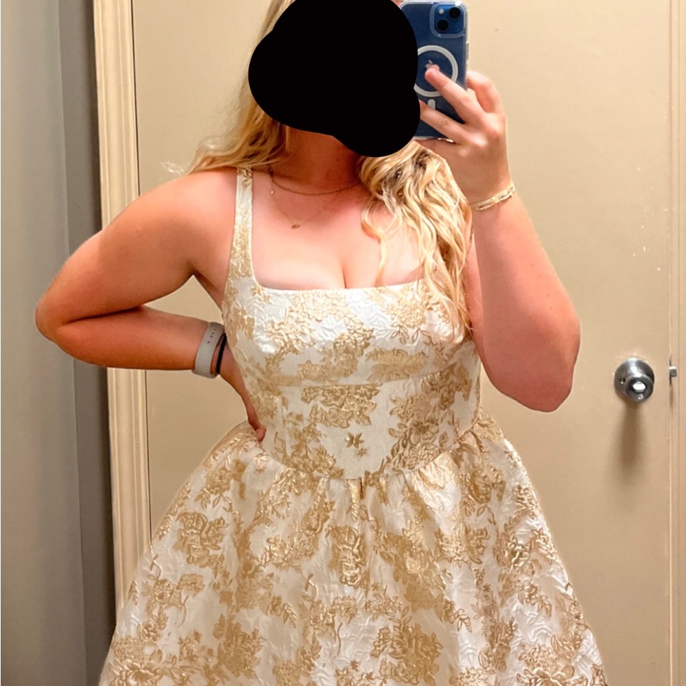 ANTONIO MELANI Gold and Cream Floral Dress